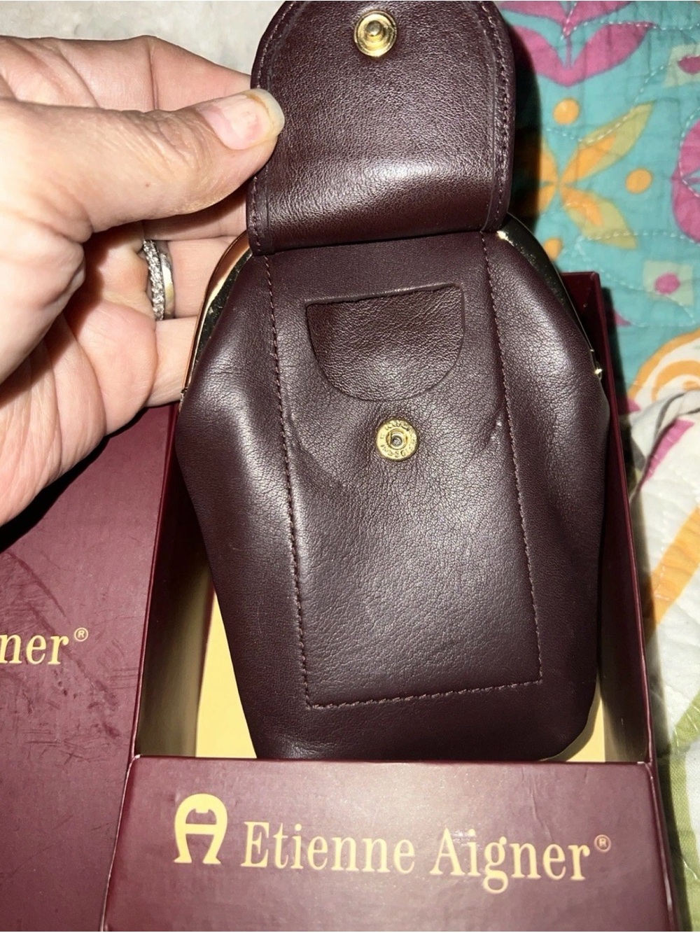 RARE Vintage Etienne Aigner Burgundy Leather Cigarette Case w/ Box & Tags - Picture 6 of 7